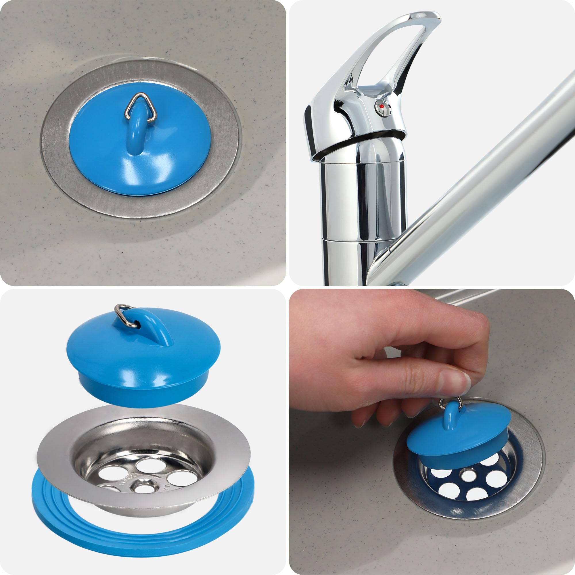 KADAX gospo Évier avec robinet, siphon, 46 x 37 x 20 cm, lavabo en plastique, bac de lavage pour jardin, garage, cave, atelier, montage mural, évier avec accessoires (gris)