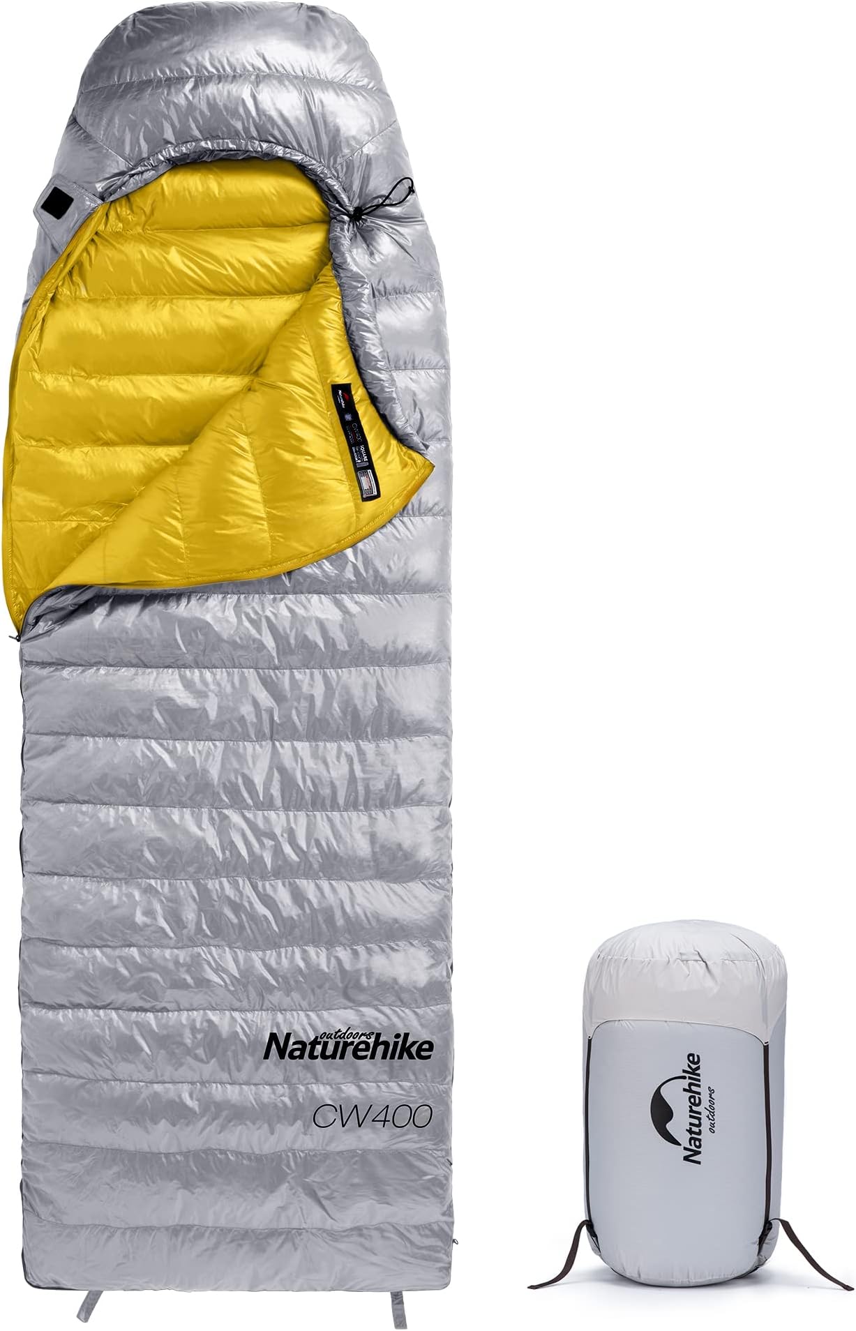 Naturehike Ultralight Goose Down Sleeping Bag, 750FP Backpacking Sleeping Bag, Compact Waterproof Sleeping Bag for Adults & Kids, Cold-Weather Sleeping Bag for Camping, Hiking, Traveling