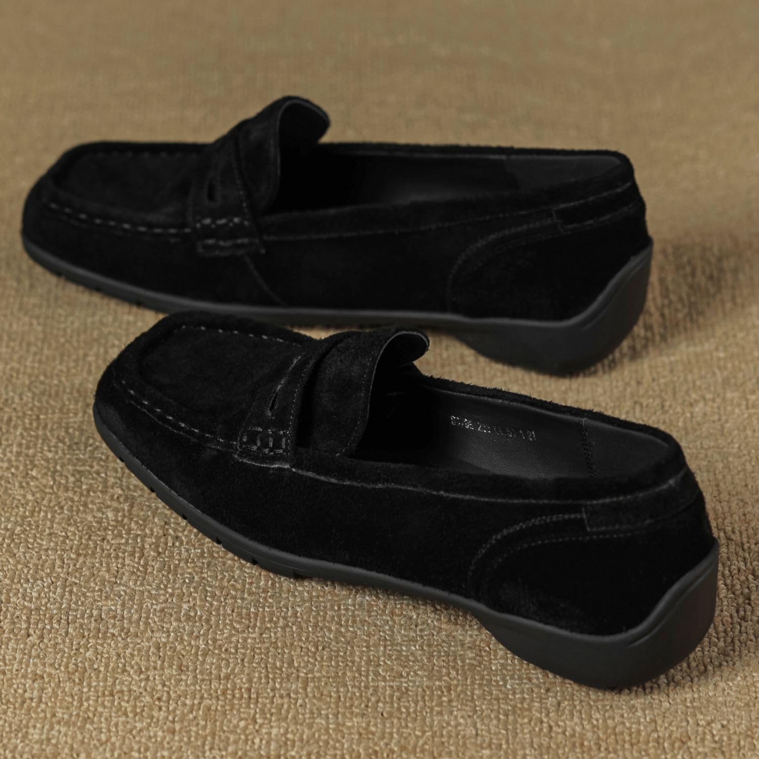 [CHICULL] チカル レディース コインローファー 牛革 スエード モカシン ローヒール ローファー スリッポン スクエアトゥ