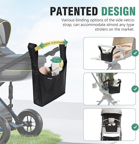 Miniatura 3 de Organizador universal para cochecito, bolsa organizadora de cochecito grande de 600 onzas, se adapta a Uppababy, Baby Jogger, Britax, BOB, Cruz,