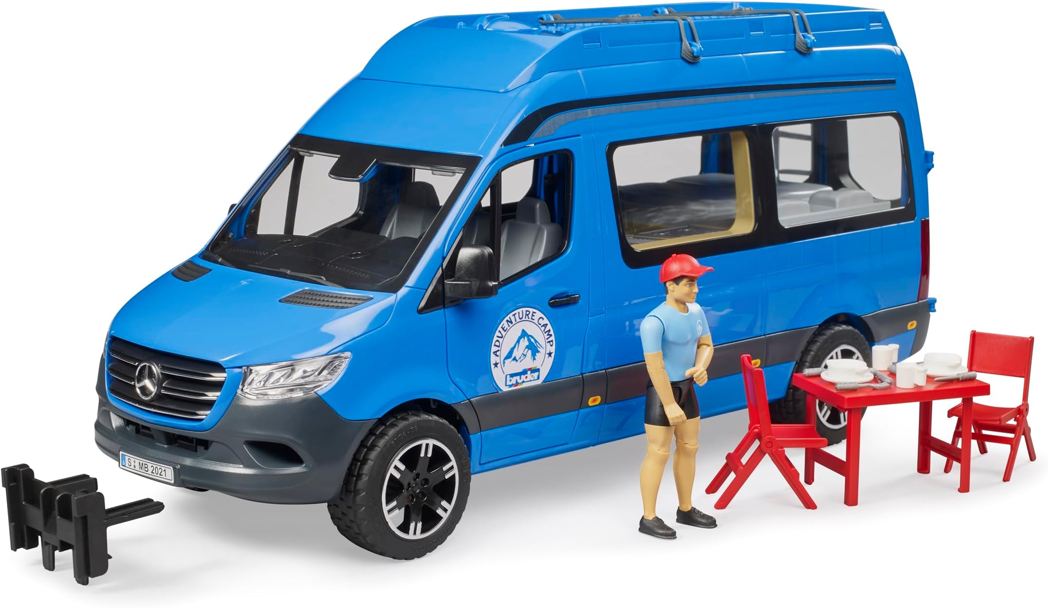 02684 MB Sprinter Camper with Driver and Accessories | 1:16 scale, bworld figure camper, made in Germany, ages 4+