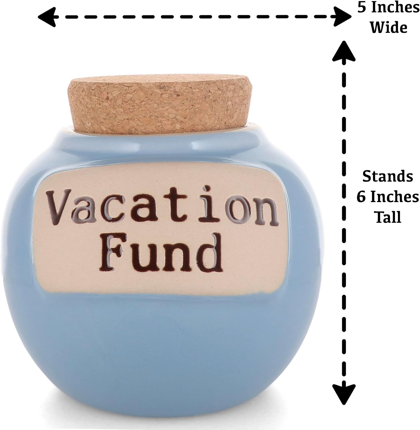 Cottage Creek Jars | Vacation Fund Travel Piggy Bank - Ceramic Travel Essentials Money Jar for Women, Mom, Dad | Road Trip, Cruise, Beach, Vacation Accessories Savings Bank