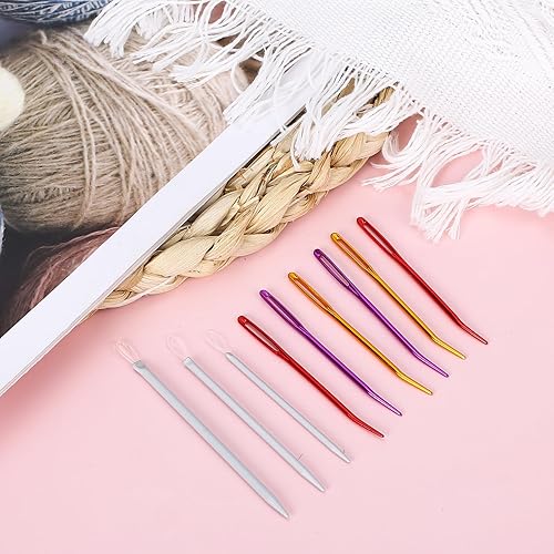 Miniatura 7 de 9 agujas de coser de ojos grandes, agujas de tapiz de punta doblada coloridas, agujas de tejer de lana, agujas de tejer de aluminio para coser a mano