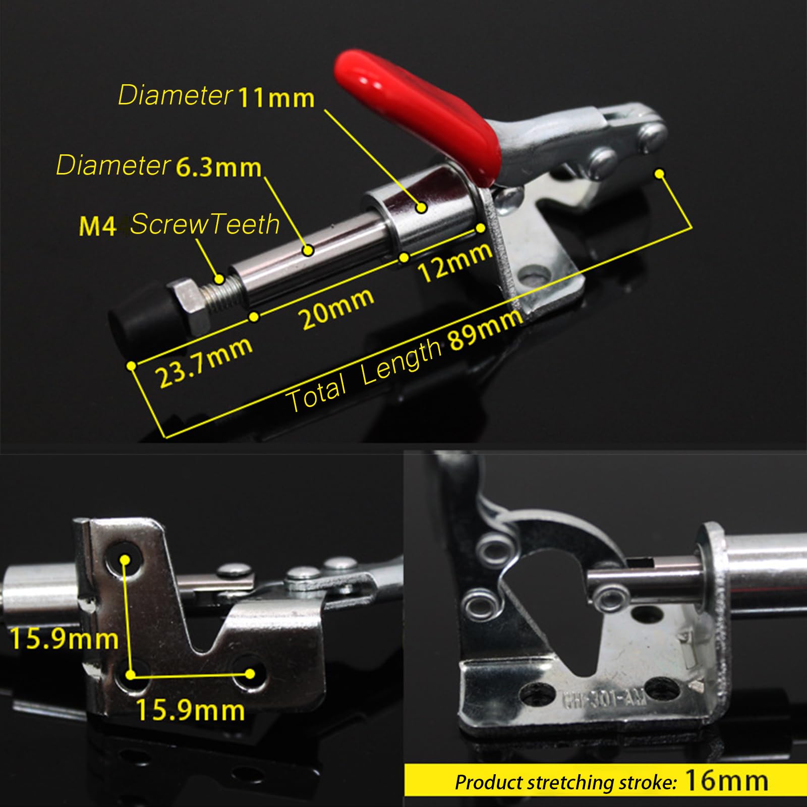 4 Morsetti A Ginocchiera Orizzontali - Pinze Push-Pull In Ferro Zincato, Capacità 45kg, Per Lavorazione Legno E Metallo - Foto 7