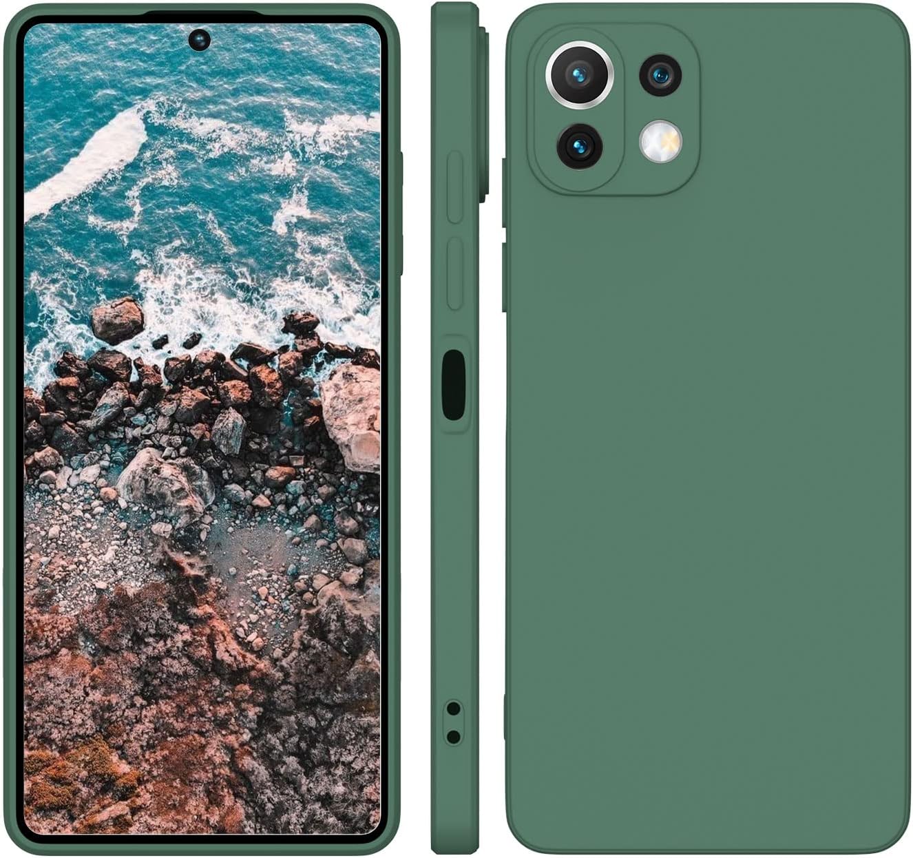 ORDA Xiaomi Mi 11 Lite 5G Case Silicone Ultra Thin with Microfiber Anti-Scratch Full Body Protection for Xiaomi Mi 11 Lite 5G - Green