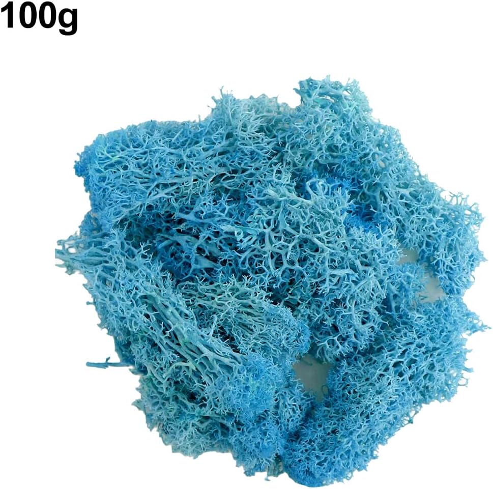 100g Artificial Moss Grass, Decorative Faux Grass for Wedding Party Floral Arrangements Wall DIY Art, Blue