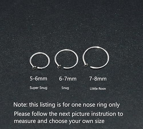 Miniatura 4 de Gold Silver Small thin nose ring hoop 20G 20 22 gauge stud nostril piercing jewelry for Women, 14k Gold filled or 925 sterling silver nose hoop