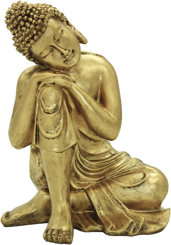 10.63"(H) Napping Indian Buddha Statue Gold Resin Home Decor Housewarming Gift Bs107