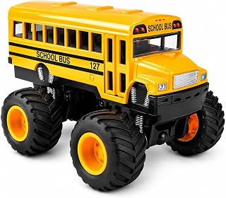 ArtCreativity 5-Inch Diecast Monster School Bus – Pullback Mechanism Toy Truck with Big Wheels, Play Vehicle Gift for Boys