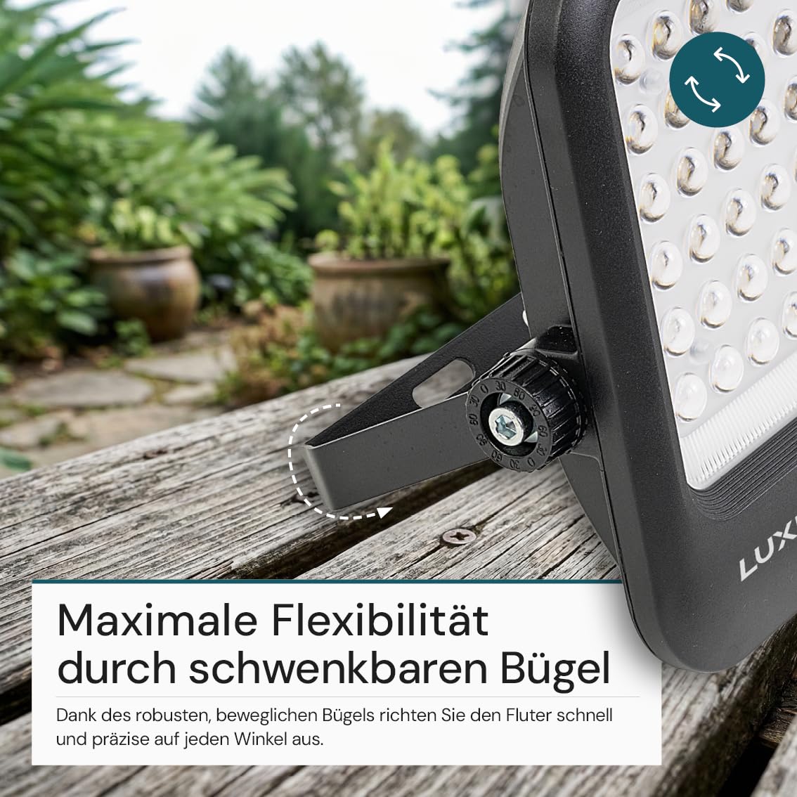 LUXULA LED Solarstrahler für außen 2 Stück, Außenstrahler Solar 20W mit Bewegungsmelder, Solar Strahler außen, Solarpanel mit Akku, 3CCT 3000K 4000K 6500K einstellbar, IP65, Fernbedienung, 2m Kabel