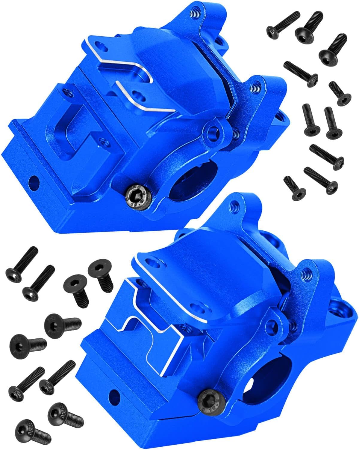RC Gearbox Transmission Case Upgrades Parts for 1/10 Slash/Rustler/Stampede/Jato VXL 4X4 4WD,XO-1,Aluminum Front Rear Wave Box Gearbox,Replace #6880#6881,Navy Blue