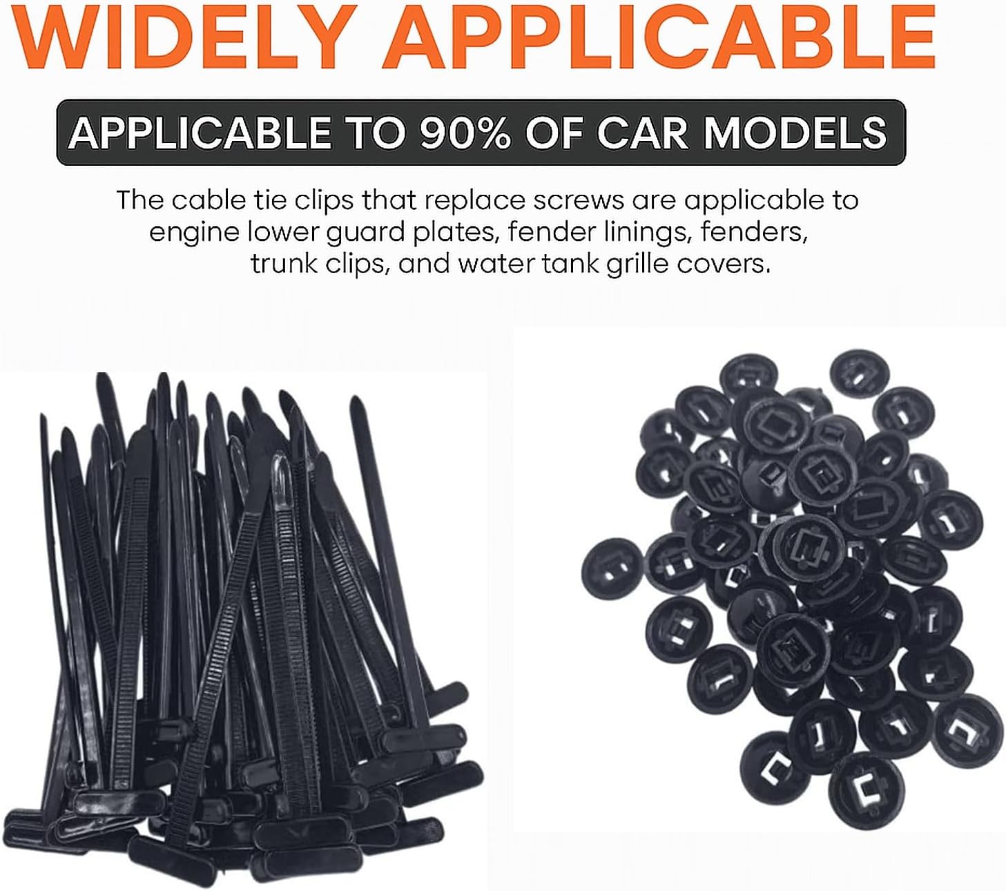 100 PCS Heavy Duty Nylon Universal Cable Tie Buckle with Pin & Button Design - Self-Locking Zip Ties Holder for Car Body, UV Resistant Cable Tie Clips Fasteners, Zip Ties for Car Bumper Included (100)