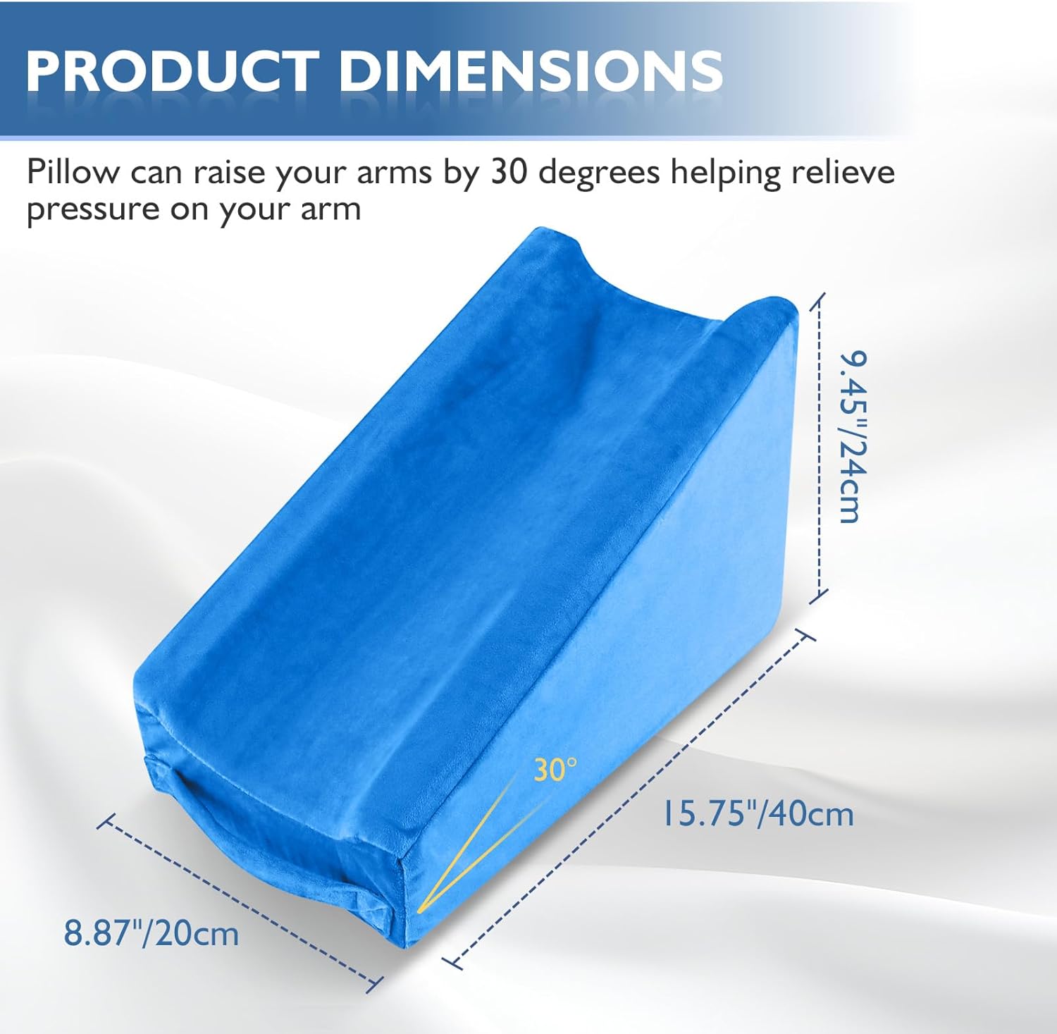 Arm Elevation Pillow, Arm Wedge Elevation Pillow Excellent, Ergonomic Elbow Support Pillow for Sleeping Arm Pads Elbow Pillow with Removable Pillow Case-Blue