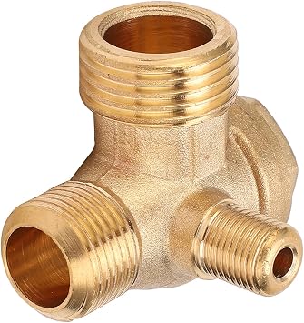 Brass Check Valve, Air Compressor Check Valve, 1Way Threaded Connection Return Valve, Air Pump Accessories, 1/2x3/8x10 for Pneumatic Systems