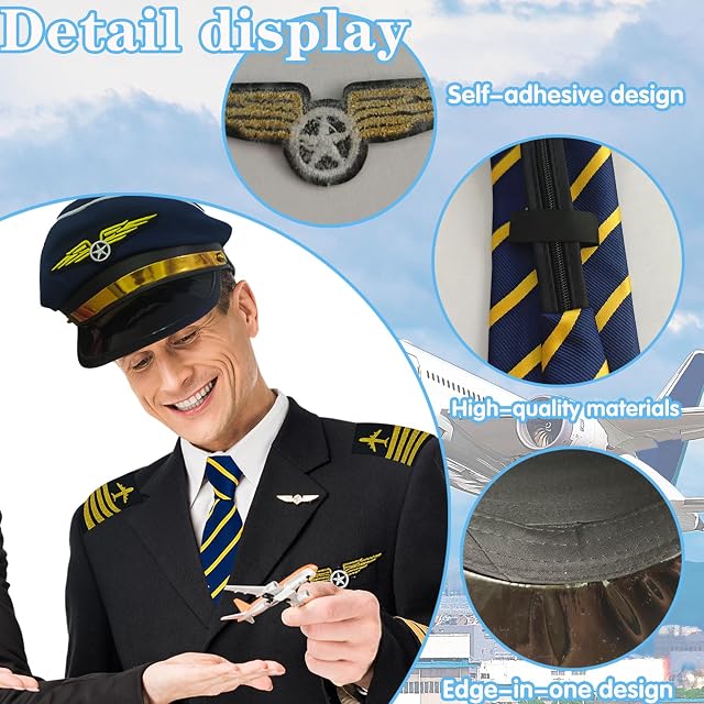 Foto 3 de 7 de DTAOZFA Accesorios de disfraces del capitán piloto,accesorios del capitán del capitán de aviación