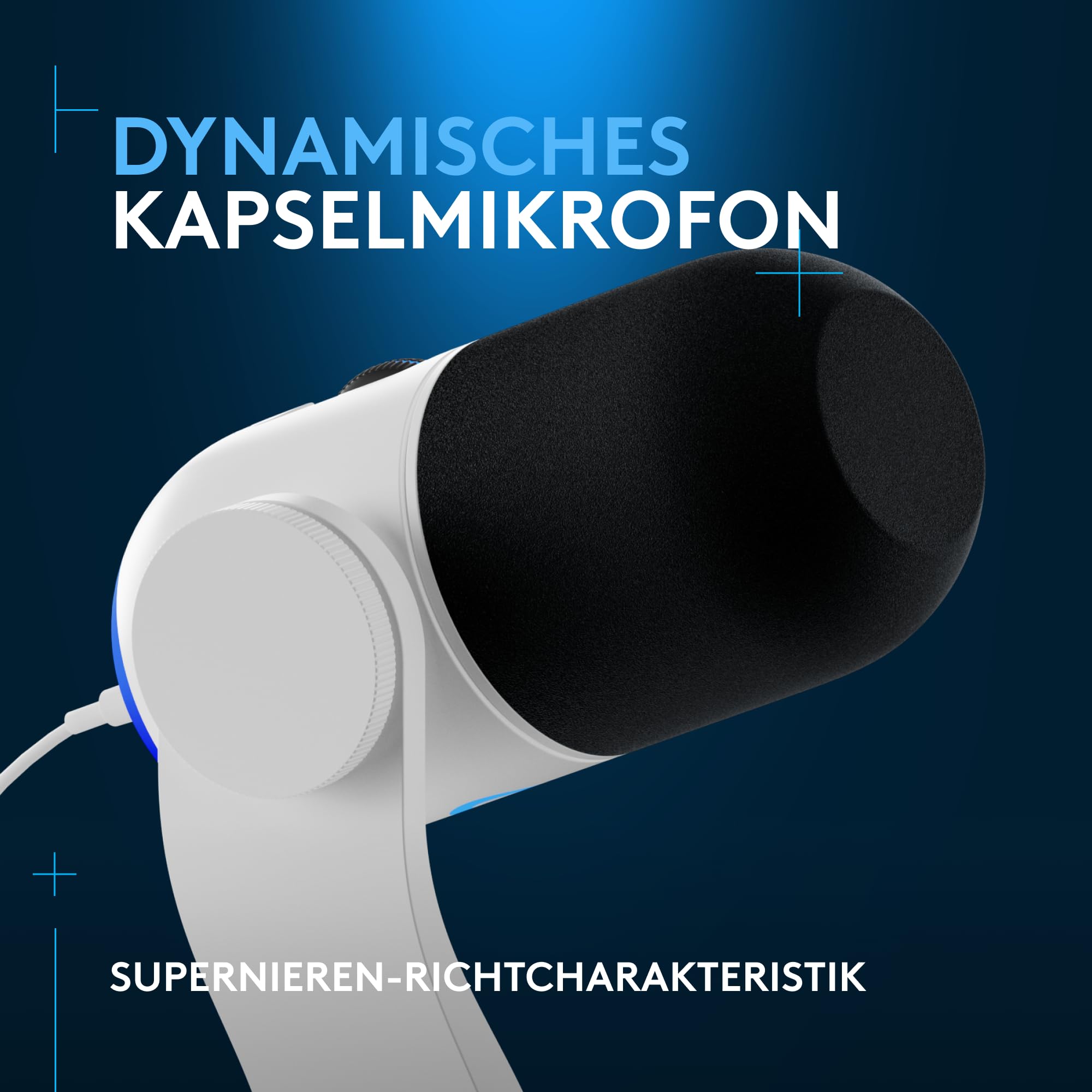 Logitech G Yeti GX dynamisches RGB-Gaming-Mikrofon mit LIGHTSYNC, USB-Mikrofon zum Streaming, Superniere, USB-Plug-and-Play für PC/Mac – Weiß