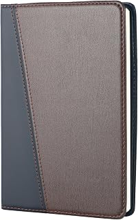 M&G Lined Journal Notebook 230 Pages, Medium A5 Leather Hardcover Notebooks, 5.5in x 8in Ruled Diary for Business Office School (Black&Brown)