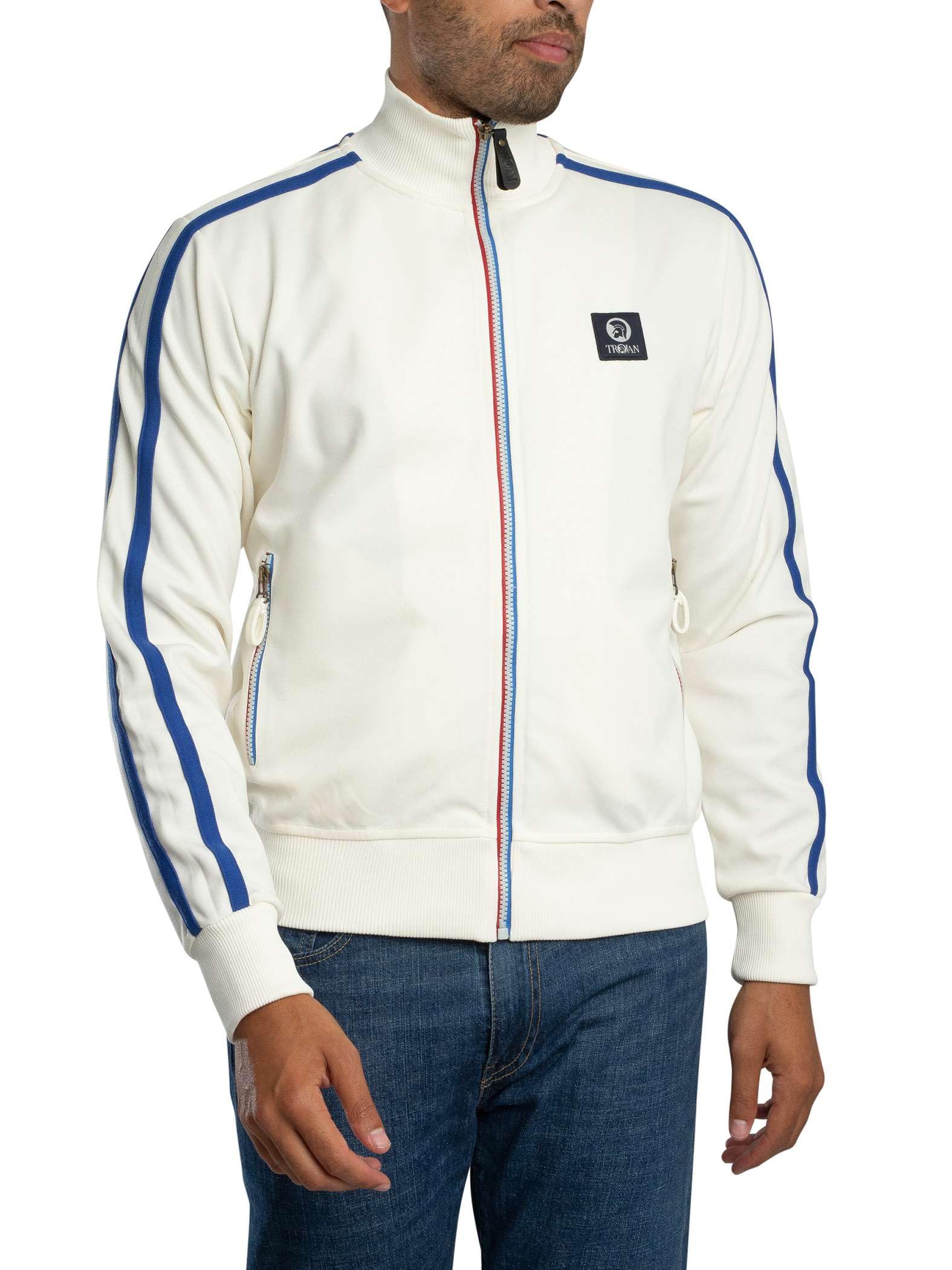 Trojan Men's Ecru Contrast Zip Track Top (Uk, Alpha, 3XL, Regular, Regular, )