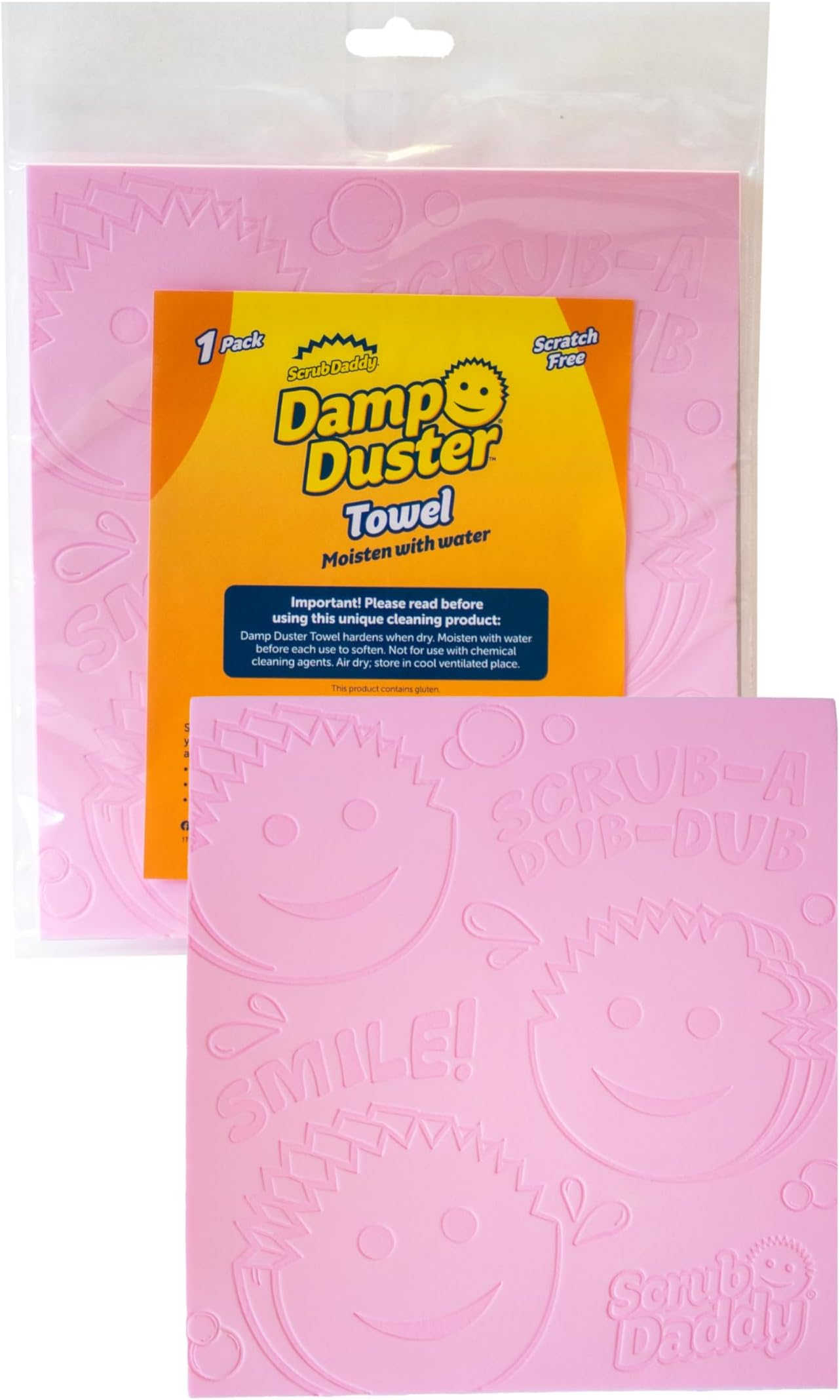 Scrub Daddy Damp Duster Towel, Multipurpose Dusters for Cleaning - Wooden & Venetian Blind Cleaner Tool, Wet Dust Sponge for Skirting Board, Radiator, Blinds & Mirrors, Home Cleaning Products, Pink