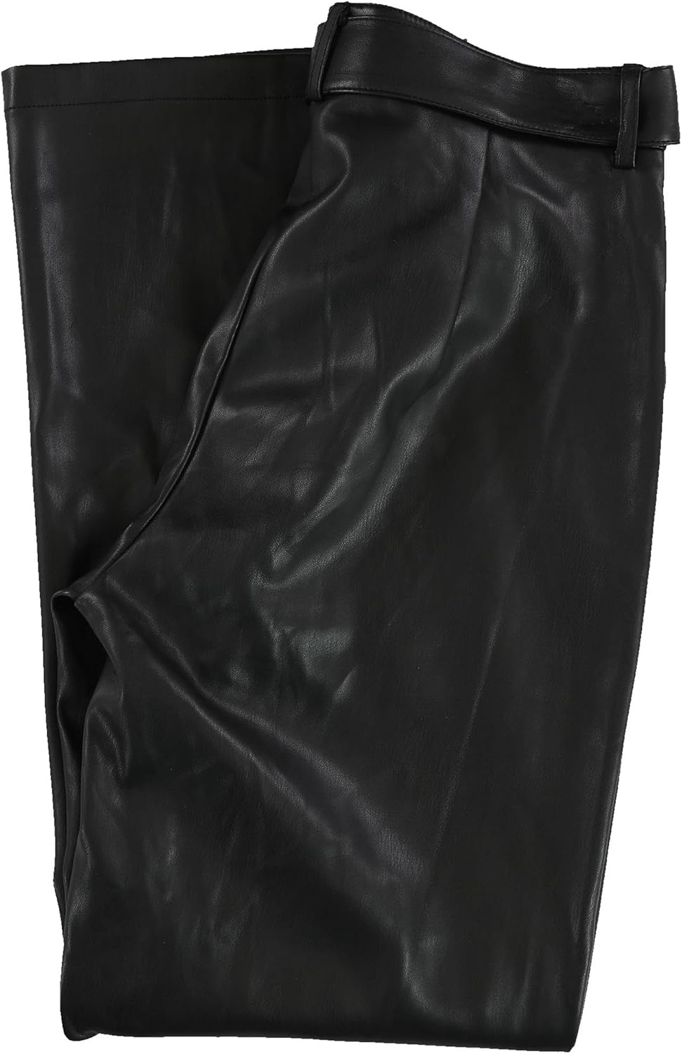 TAHARI Womens Vegan Leather Straight Leg Dress Pants, Black, 8 / 29L