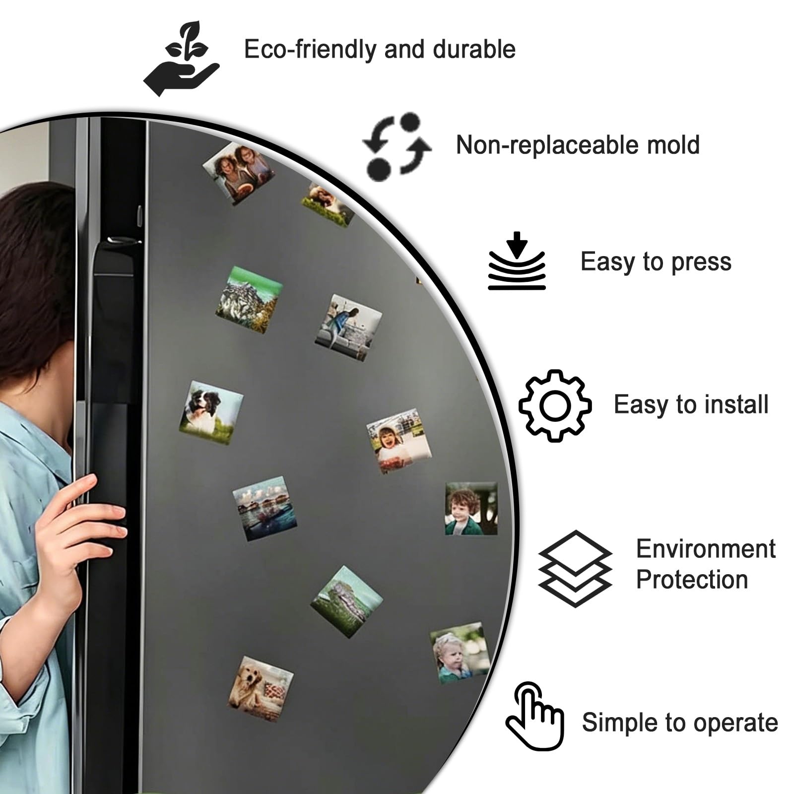 DIY Quadratische Fotobild-Magnet-Button-Pressmaschine-Verbrauchsmaterial, Karton-Magnetmaterialien, Weißblechmaterial, Einfach zu Bedienen, for Kühlschränke(500 Sets,2x2 in/50x50 mm)