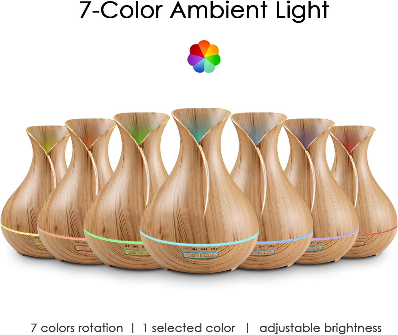Essential Oil Diffuser with Remote Control Aromatherapy Diffuser 550mL Cool Mist Aroma Diffuser with Waterless Auto Shut-Off 7 Color LED Lights for Bedroom Living Room Spa Baby (Light Wood)