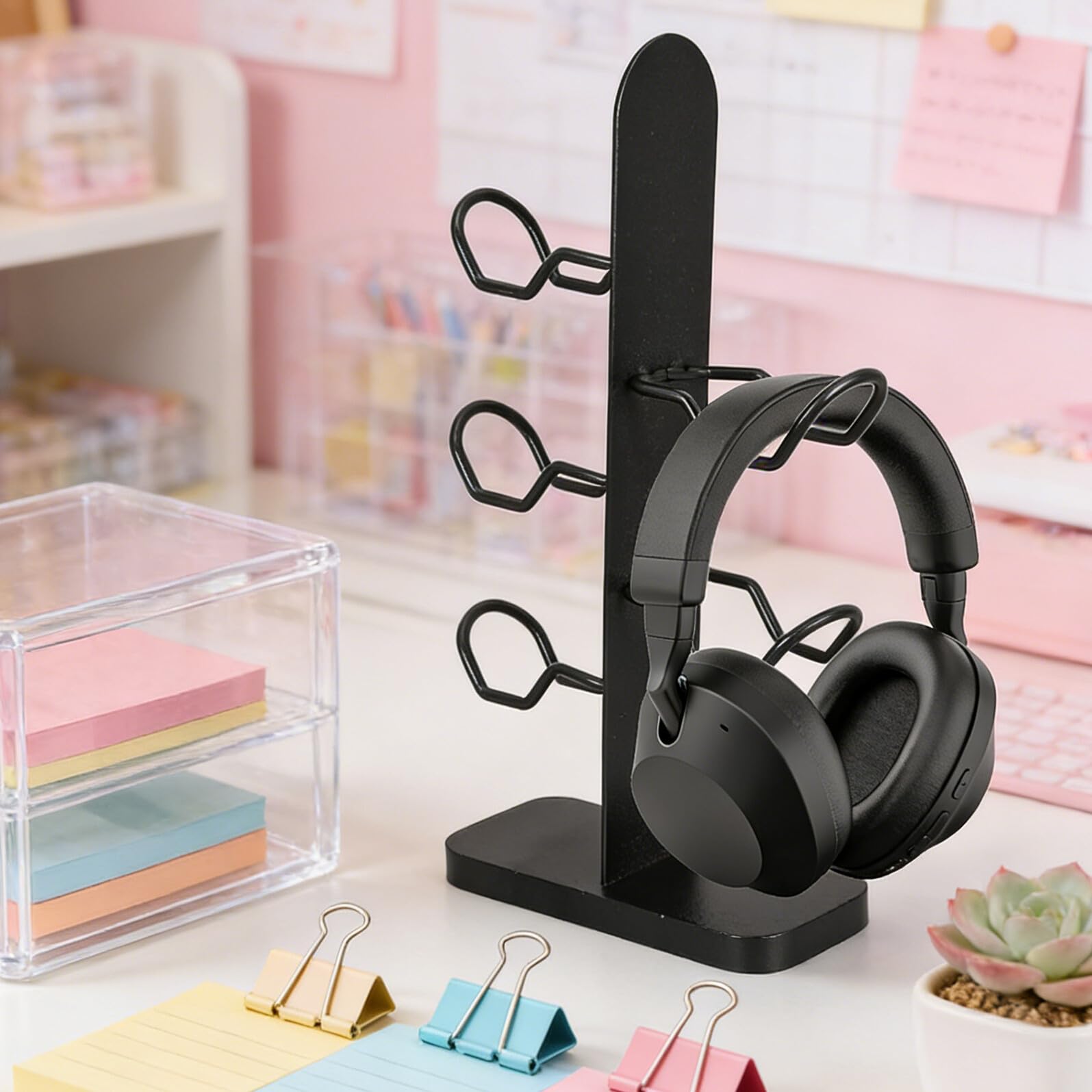 Vaguelly Supporto Compatto Antiscivolo per Controller e Cuffie da Gioco a 3 Livelli, Organizer da Scrivania Stabile per Accessori Gaming, Compatibile la Maggior Parte dei Controller