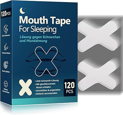 Mundpflaster Schlafen,120 Stück Mouth Tape for Sleeping, Anti Schnarch,Schnarchpflaster - gegen Schnarchen, Mundtapes zum schlafen,Mund Tape für weniger Schnarchen & besseren Schlaf durch Nasenatmung