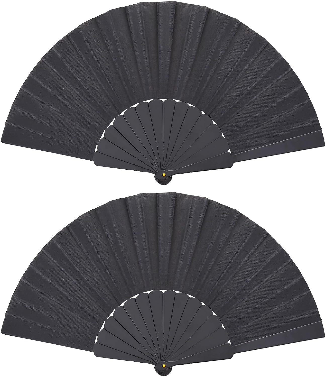 2 PCS Black Folding Hand Fans Fabric Chinese Kung Fu HandHeld Fan for Performance Dancing Party Gift Wedding & Home Decor