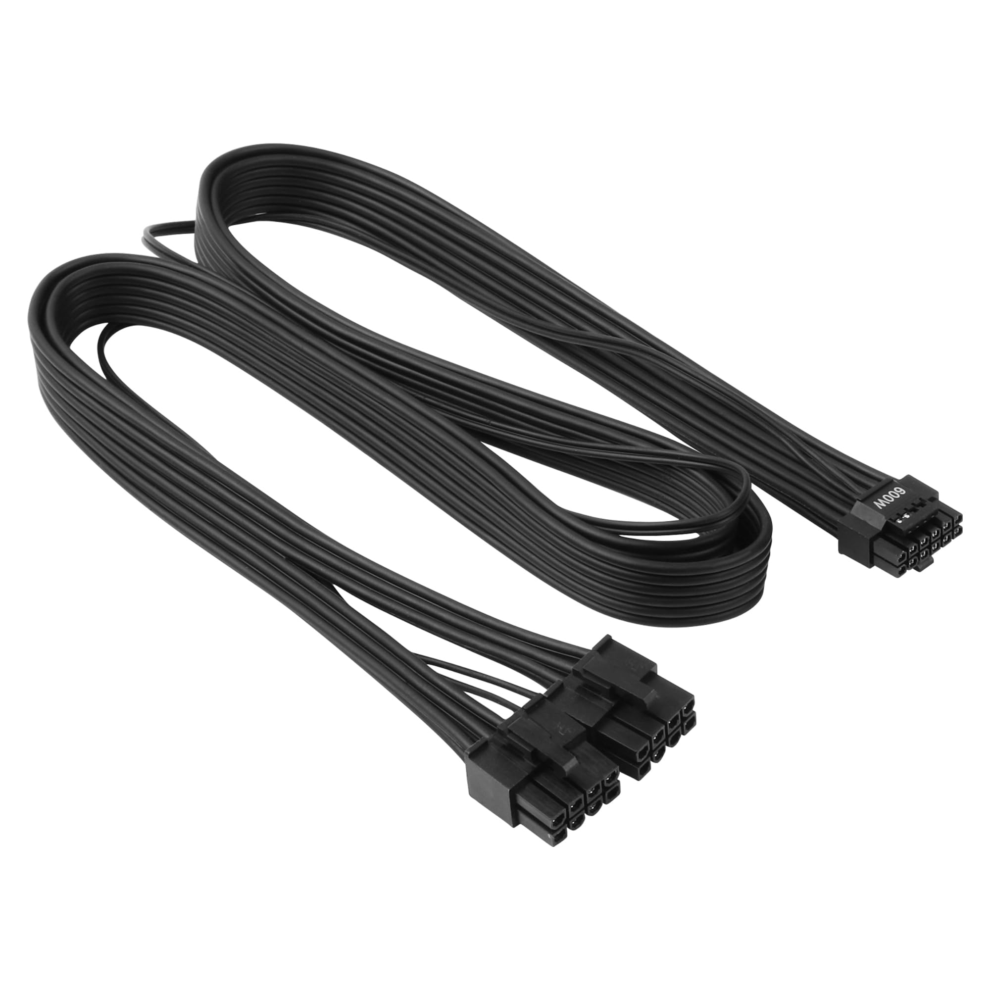 Certusfun PCIE 5.0 Cable for EVGA, 16AWG 27'' Male Dual 8 Pin to 12+4 Pin 12VHPWR PCIE Cable for EVGA Power Supply (180° Black)