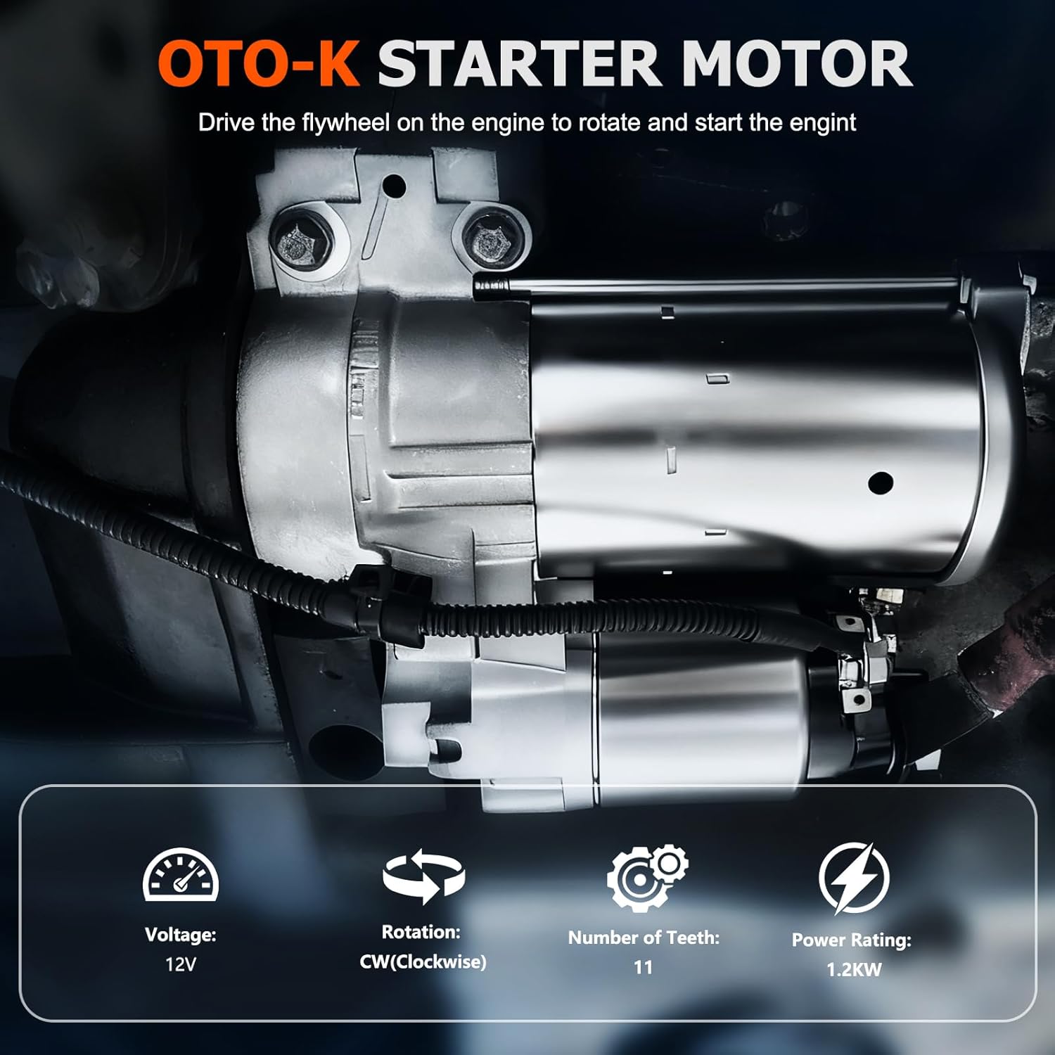 19090N Starter Motor Replacement Compatible with 2009-2014 Hyundai Santa Fe Sonata Sport,2011-2014 Kia Optima,L4 2.4L,12V 1.2KW 11Teeth,OE# 19090 17986 361002G100 361002G100 S114-955A
