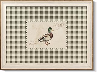 VIYYIEA Framed Wall Art for Living Room, Mallard Stamp Canvas Prints, Humorous Home Decor, Animals Painting Picture, Bathroom Wall Decor Gifts for Friends or Family - 16L x 12W