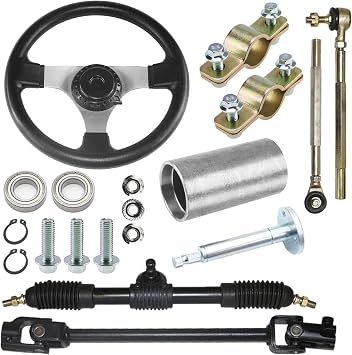 PRO BAT 300mm/11.8" Steering Wheel Kit 22mm 7/8" Universal Handlebar Mounting Clamp 420mm/16.5" Gear Rack Pinion Adjustable Shaft for Patle 110cc 125cc 140cc 150cc Buggy Go Kart Golf UTV | 420mm/16.5    50cc 70cc 90cc 110cc 125cc 150cc 200cc 250cc       UTV