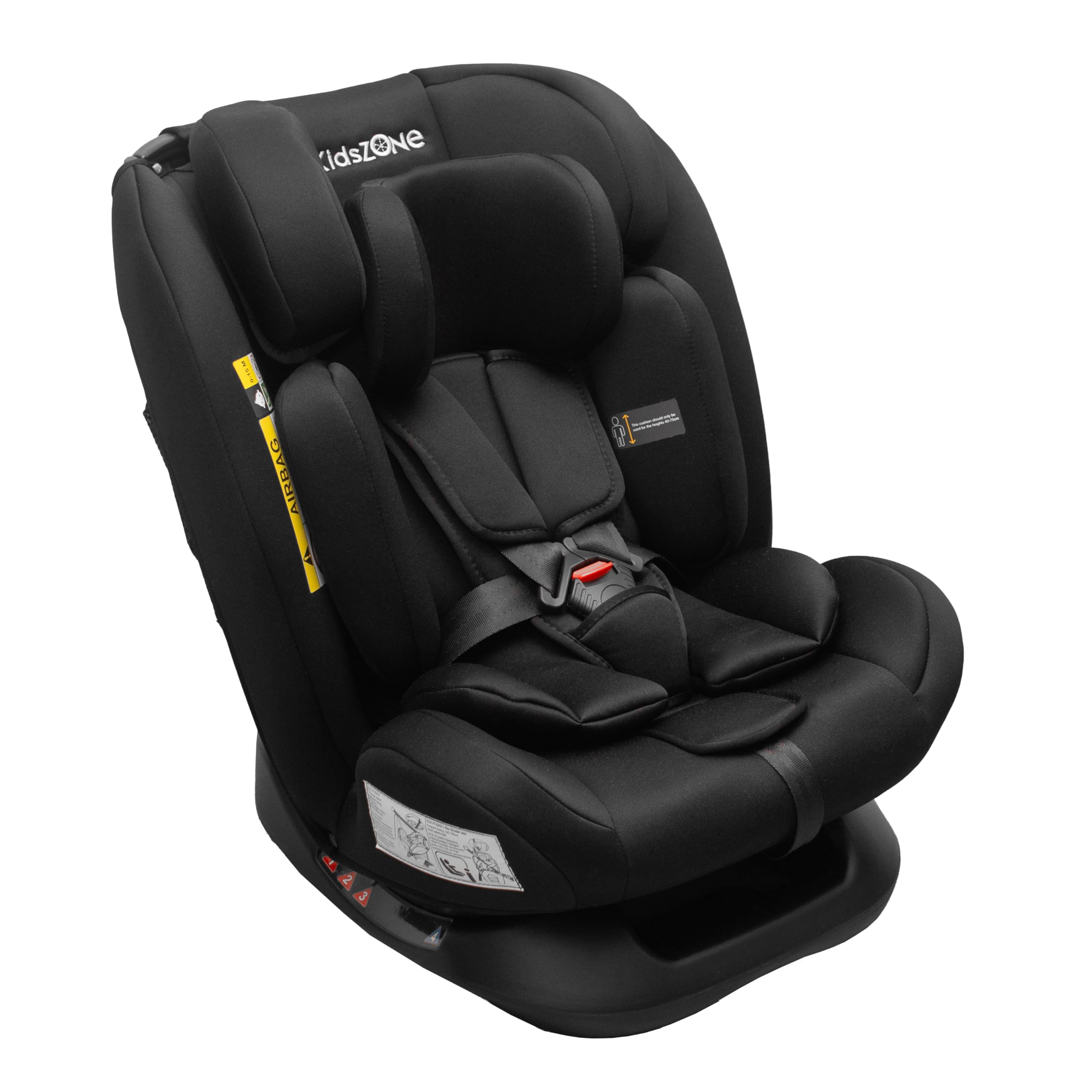 KidsZone Kindersitz ohne Isofix 0-36 kg – Autositz i-Size 40-150 cm (Gruppe 0+ 1 2 3) – 5 Punkt Sicherheitsgurt, Verstellbare Kopfstütze