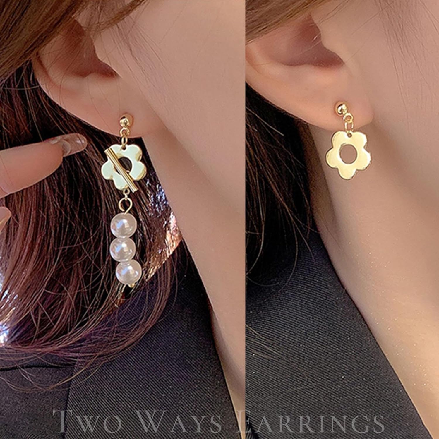 W WEILIRIAN Bohemian Pearl Drop Earrings Pearl Dangle Earrings Gold Flower Earrings Pearl Bead Earrings Wedding Pearl Earrings Jewelry for Women - Image 6