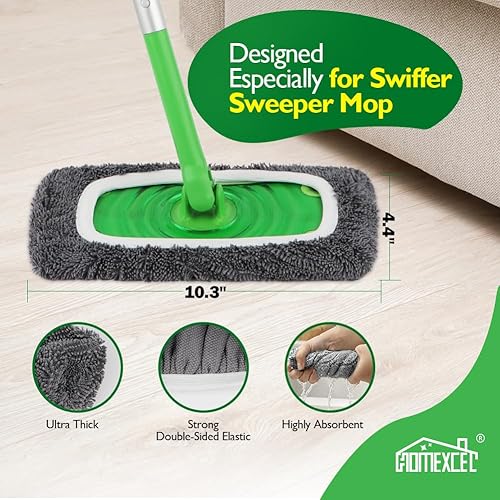 Miniatura 18 de HOMEXCEL Almohadillas de microfibra reutilizables compatibles con Swiffer Sweeper, repuestos de almohadillas húmedas lavables para uso húmedo