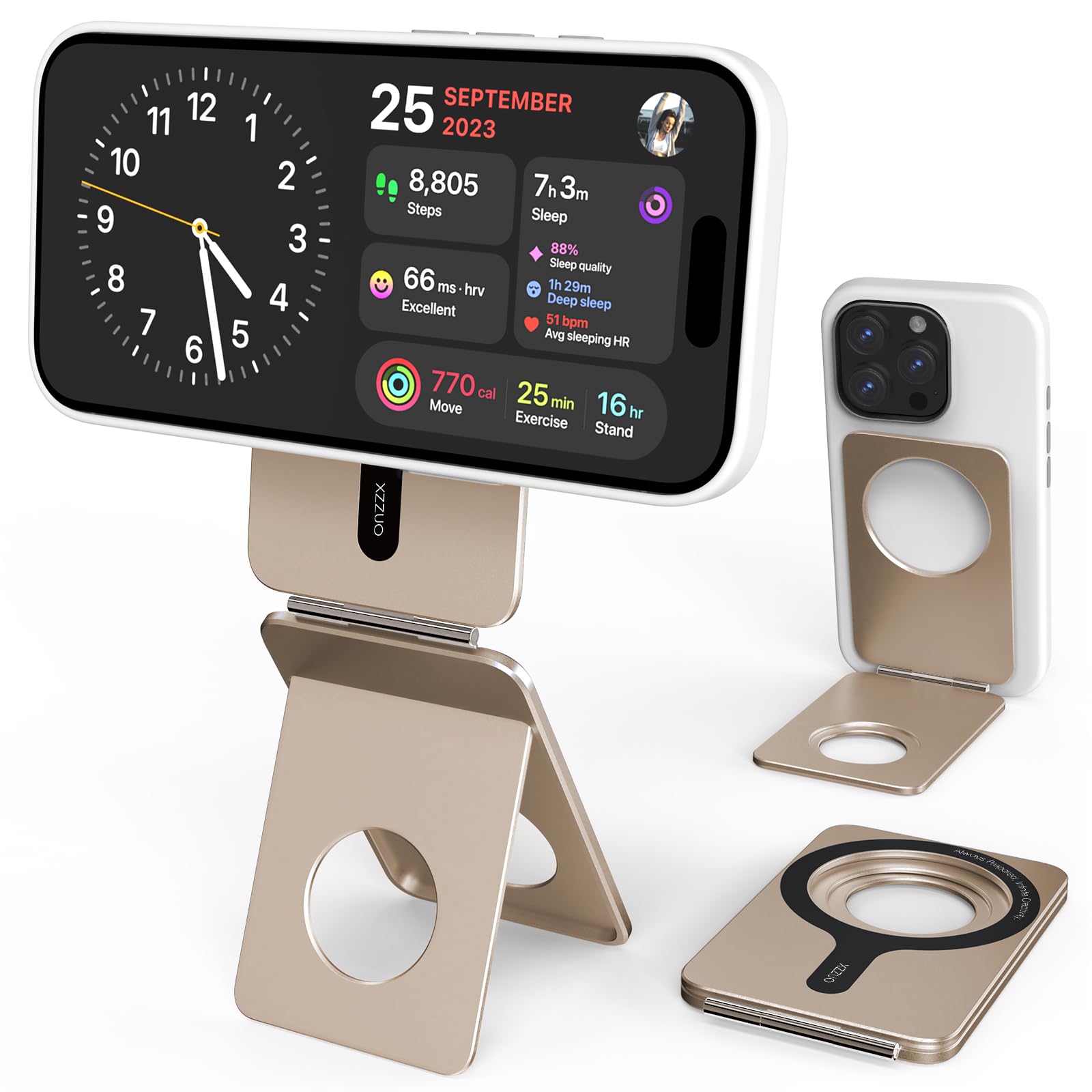 Soporte para teléfono celular, altura y ángulo totalmente ajustables, soporte plegable para escritorio, soporte de teléfono de aluminio, fuerte soporte magnético compatible con iPhone