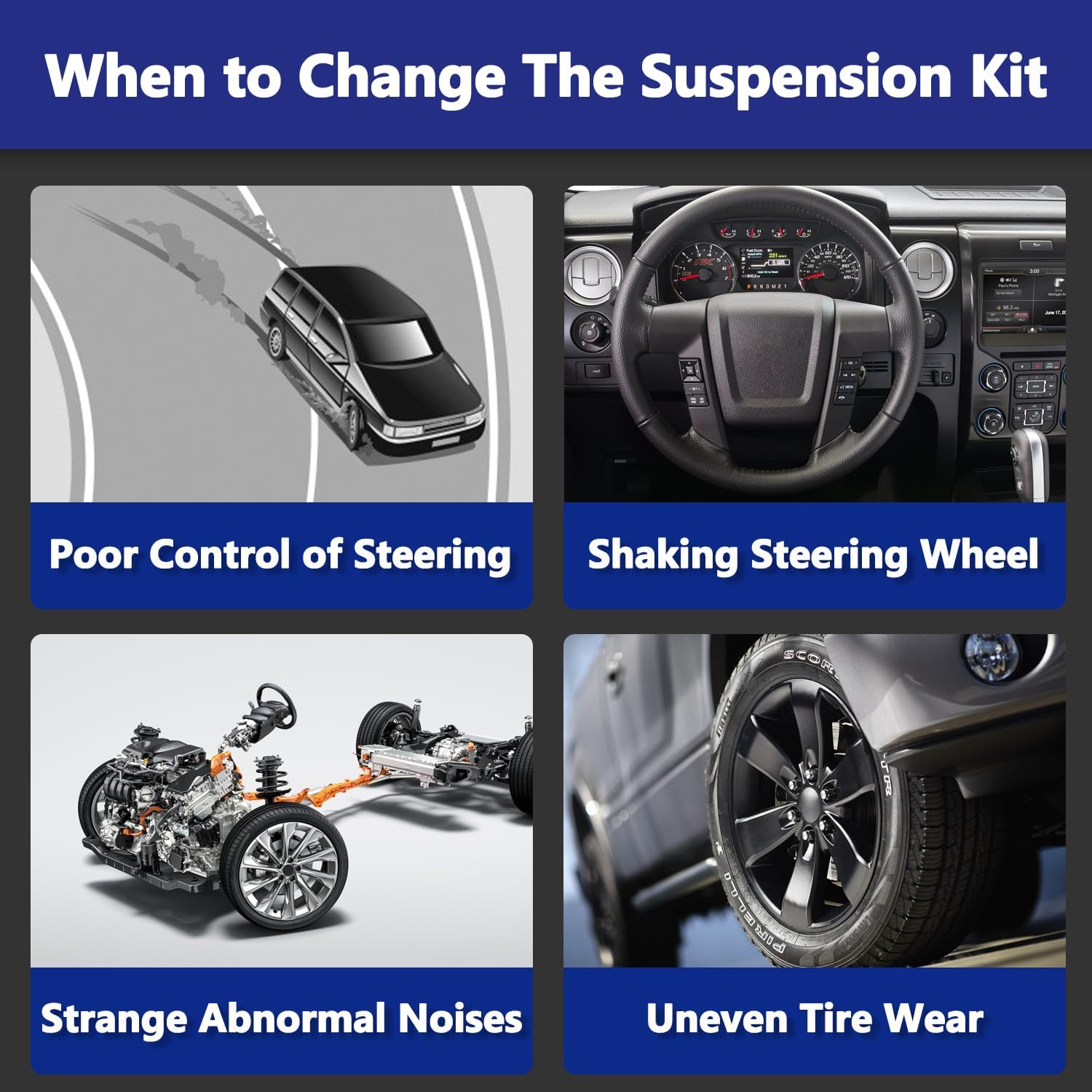 Control Arm, Replacement for Front Upper Control Arm with Ball Joint Sway Bar Outer Tie Rod Suspension Kit Compatible With 2009-2014 F-150 2WD, 2007-14 Ford Expedition - 12 Pcs