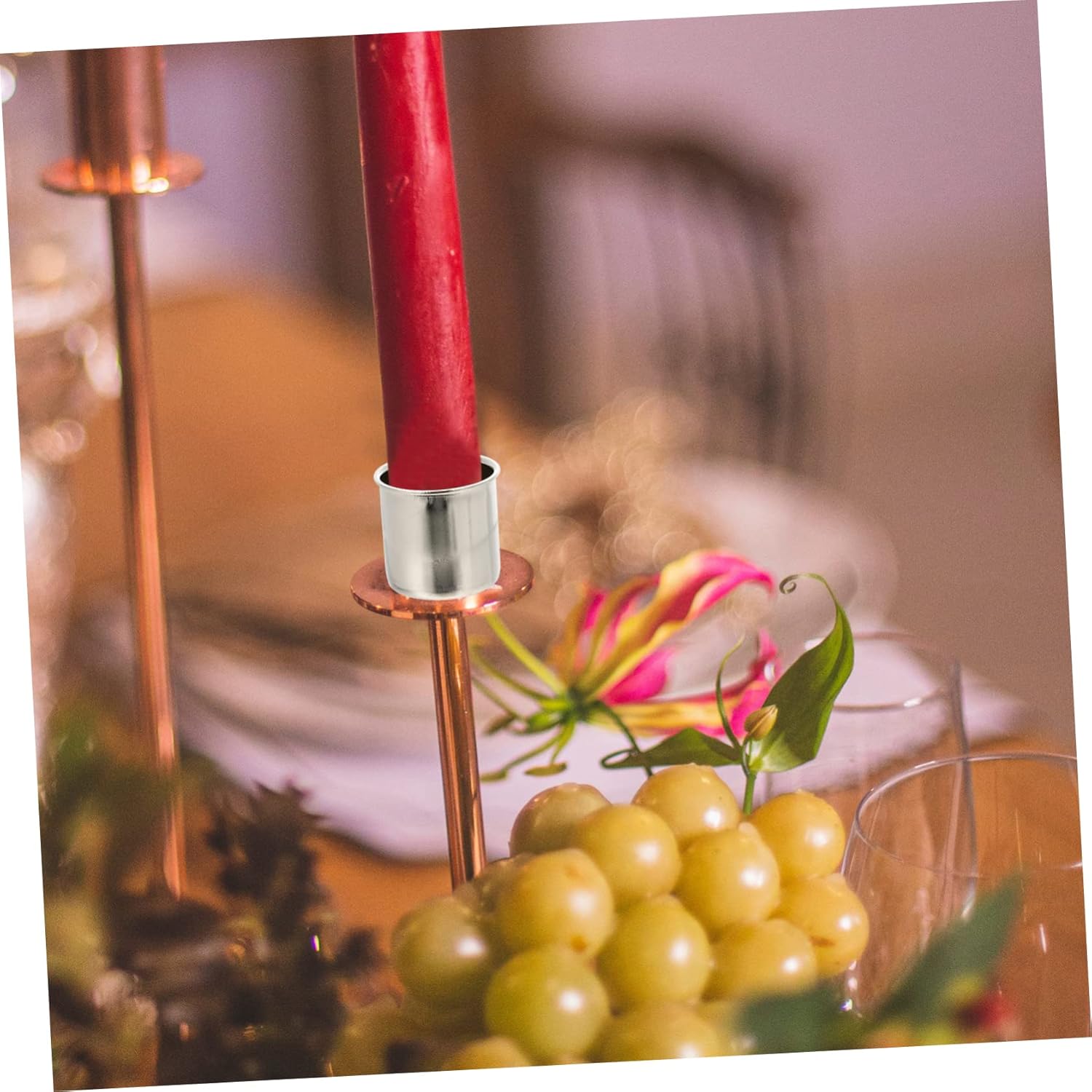 PRETYZOOM 2sets Iron Candle Cup Christmas Dinner Table Decor DIY Xmas Candleholder Table Candlestick Decor for Wedding Banquet 10pcs*2