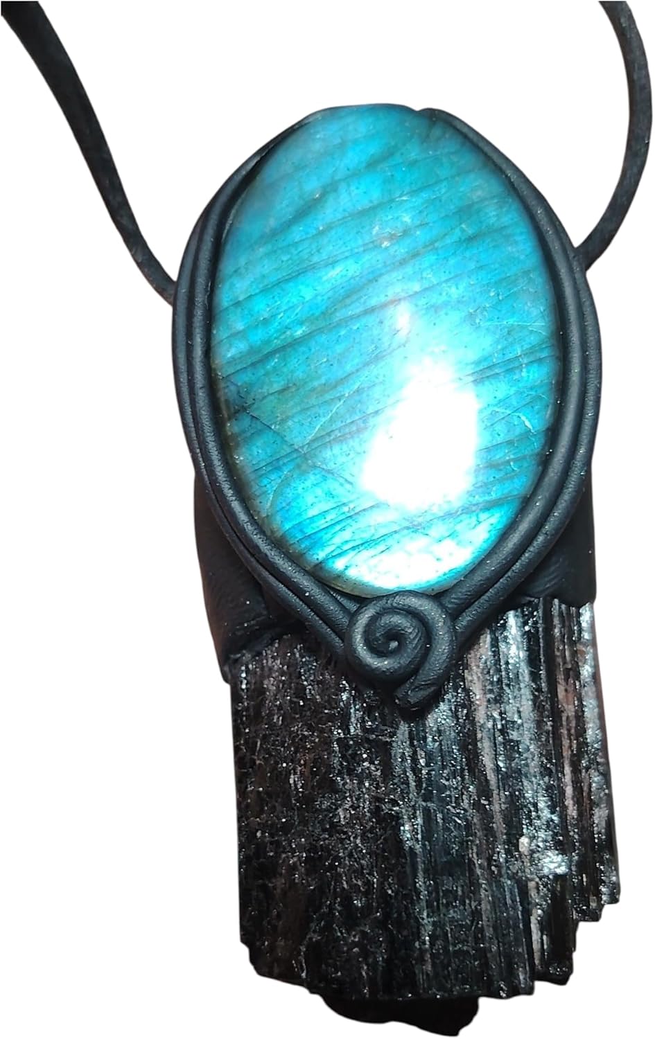 | Psychic Shield Spiritual Protection Necklace | Black Tourmaline and Labradorite | Empaths, Negative Energy Crystals and Stones Amulet Jewelry Gifts