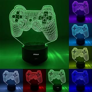 Gamepad 3D Night Light, 3D Illusion Lamp LED Table Desk Decor 7 Colors Touch Control USB Powered Party Decoration Lamp for Home Décor Xmas Birthday Gifts