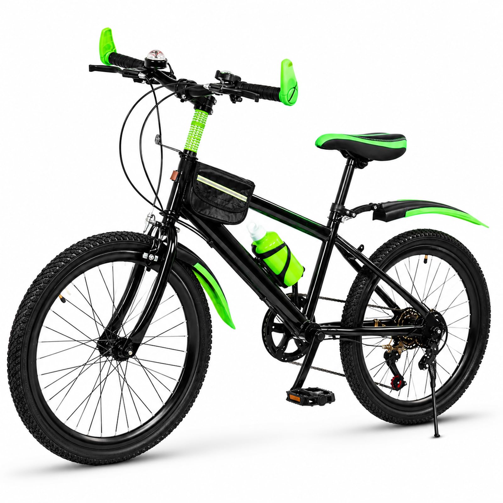 Vélo pour enfant de 20 pouces, VTT, vélo avec garde-boue, bouteille d'eau et clochette, cadre robuste en acier au carbone, pour garçons et filles de 8 à 12 ans, pour