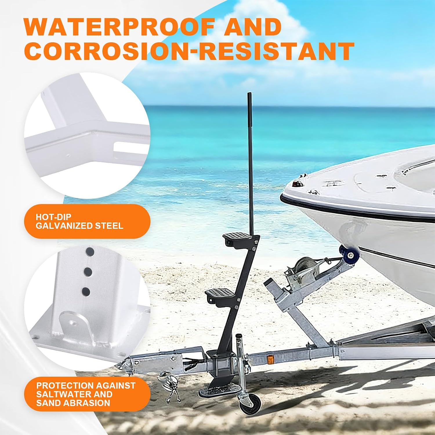 Adjustable Boat Trailer Winch Stand with Roller, Fit for 3" W X 4" H Boat Trailer Tongue Stands, Height Adjustable Winch Mounts, Include Mounting U-Bolts