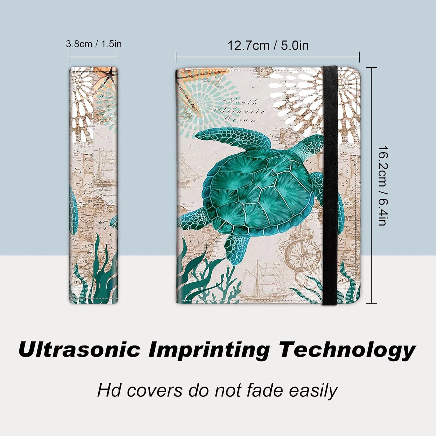 DEGDFSGR Small Photo Album 4x6 60 Pockets 120 Photos - Adventure Book Baby Photo Albums Photo Books for 4X6 Pictures Memory Book with Black Elastic Band for Photo Storage, Cute Green Turtle - Image 2