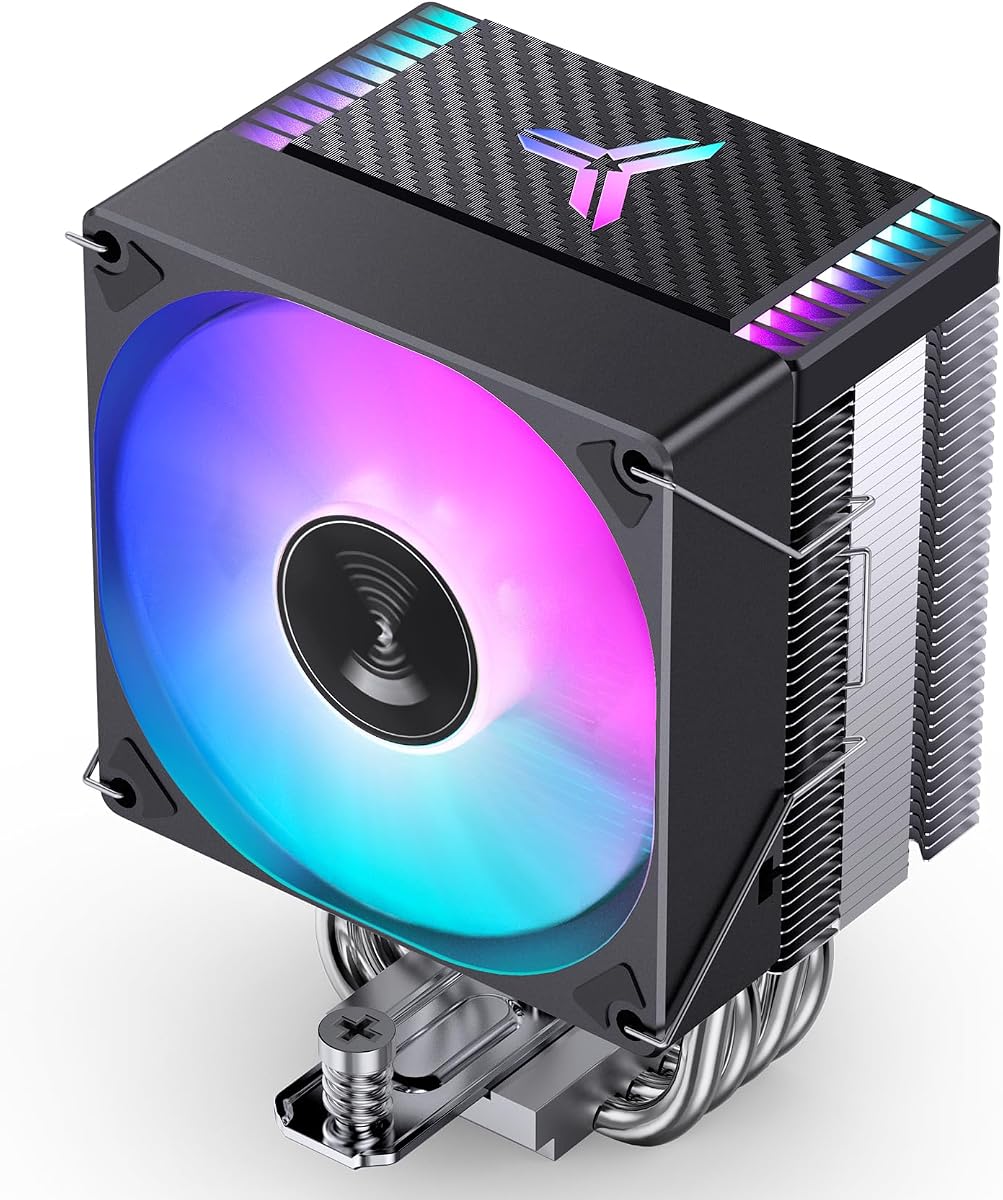 JONSBO CR1400 EVO Black Color Series 9cm CPU Cooler, H130mm, Air Tower Radiator, Silent heatsink, 4pin Automatic Light CPU Fan,4 Copper Heatpipes for AMD AM4/AM5 Intel LGA1700, 92mm RGB Fan, Black