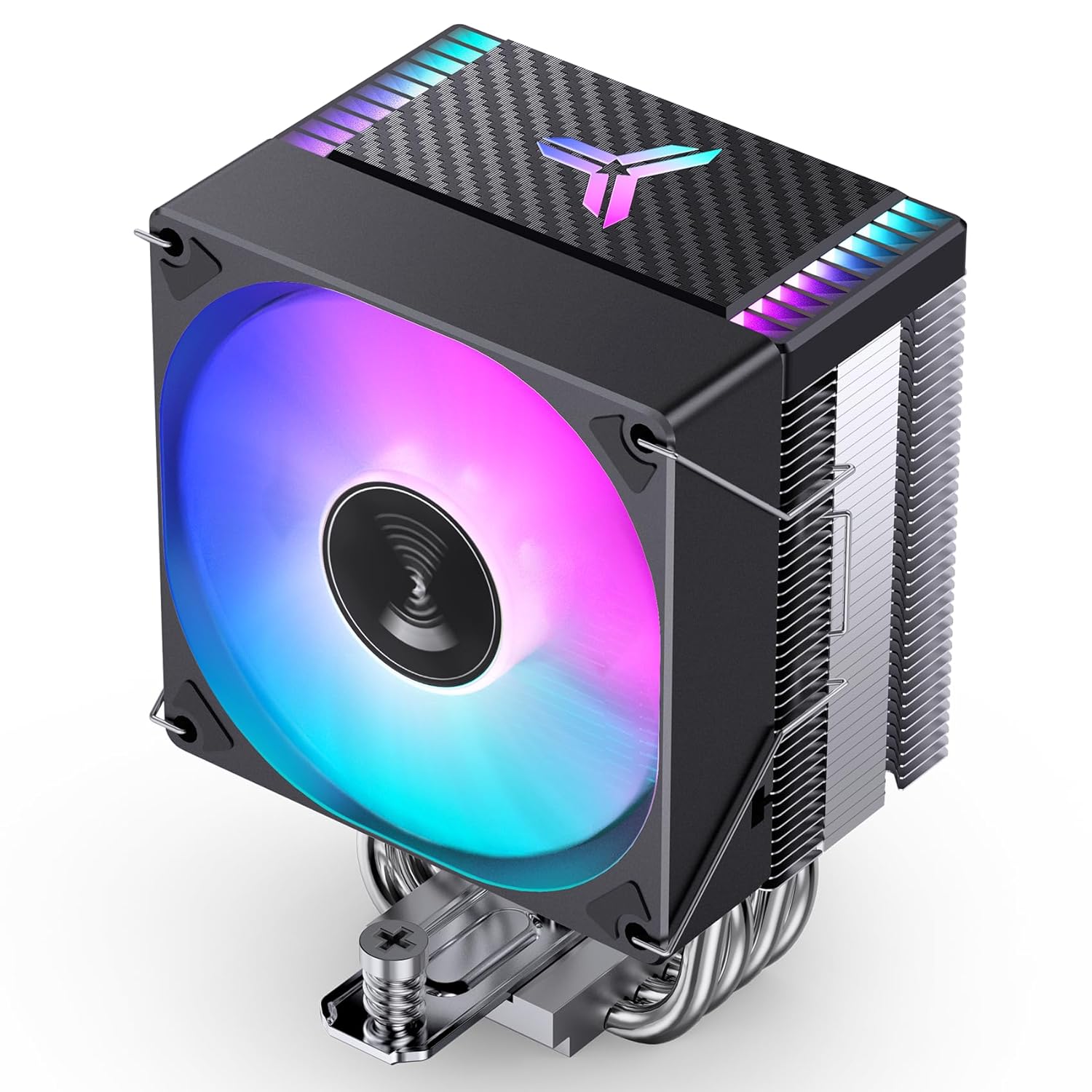 JONSBO CR1400 EVO Black Color Series 9cm CPU Cooler, H130mm, Air Tower Radiator, Silent heatsink, 4pin Automatic Light CPU Fan,4 Copper Heatpipes for AMD AM4/AM5 Intel LGA1700, 92mm RGB Fan, Black