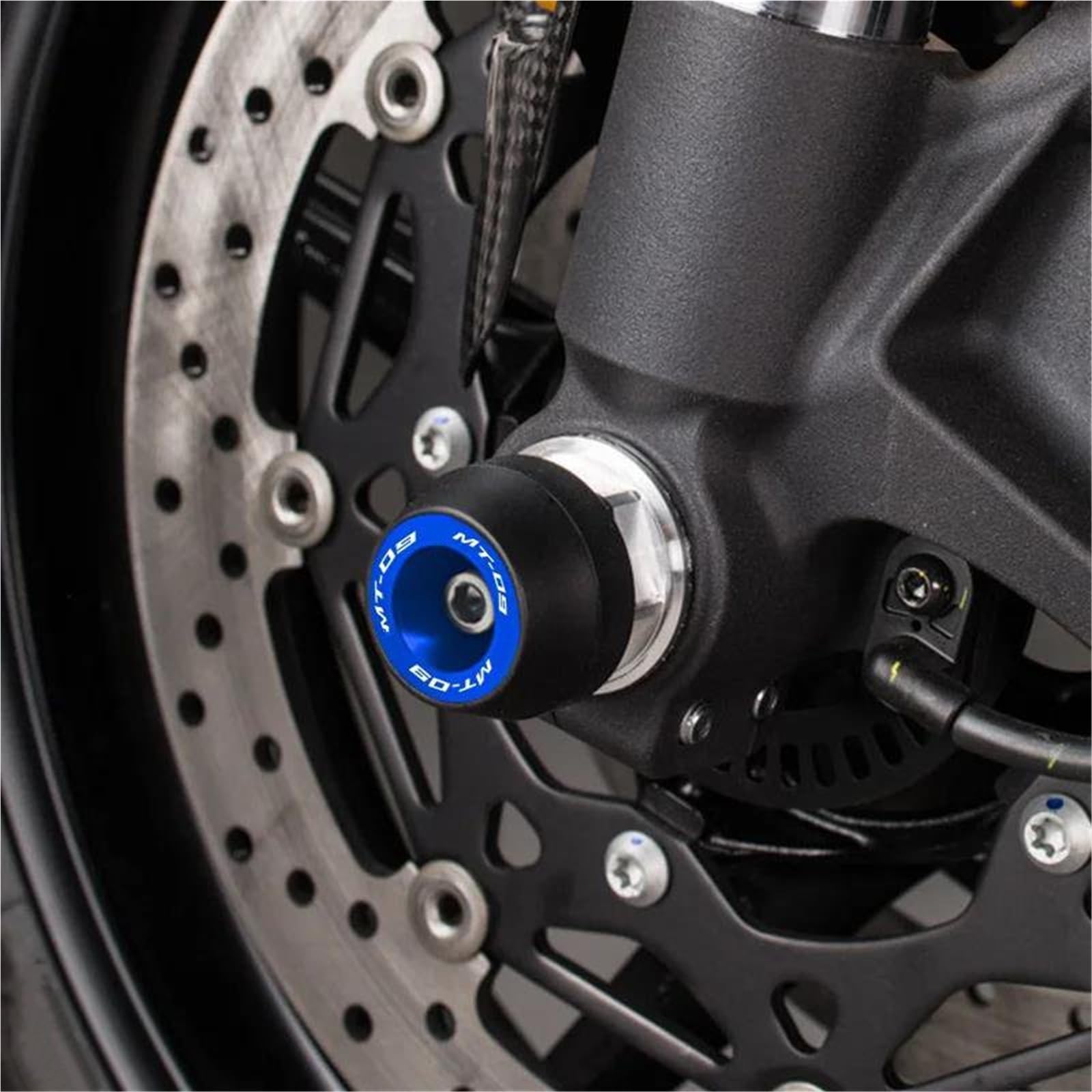 Motorrad-Vorderrad-Hinterrad-Achsen-Gabel-Sturzschutz für Yamaha MT-09, MT09 und FZ09 (2013–2025) Sturzpads Schieberegler Schwarz