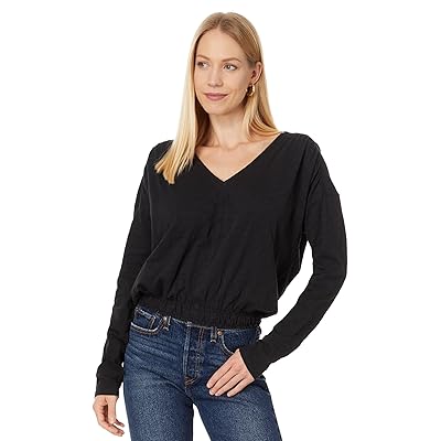 Lilla P Elastic Hem Easy V Neck Women