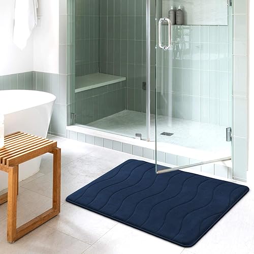 Vista 110 de Flamingo P Tapete de baño de espuma viscoelástica, extra largo, antideslizante, absorbente de agua, grueso, suave, lavable, 47 x 17 pulgadas