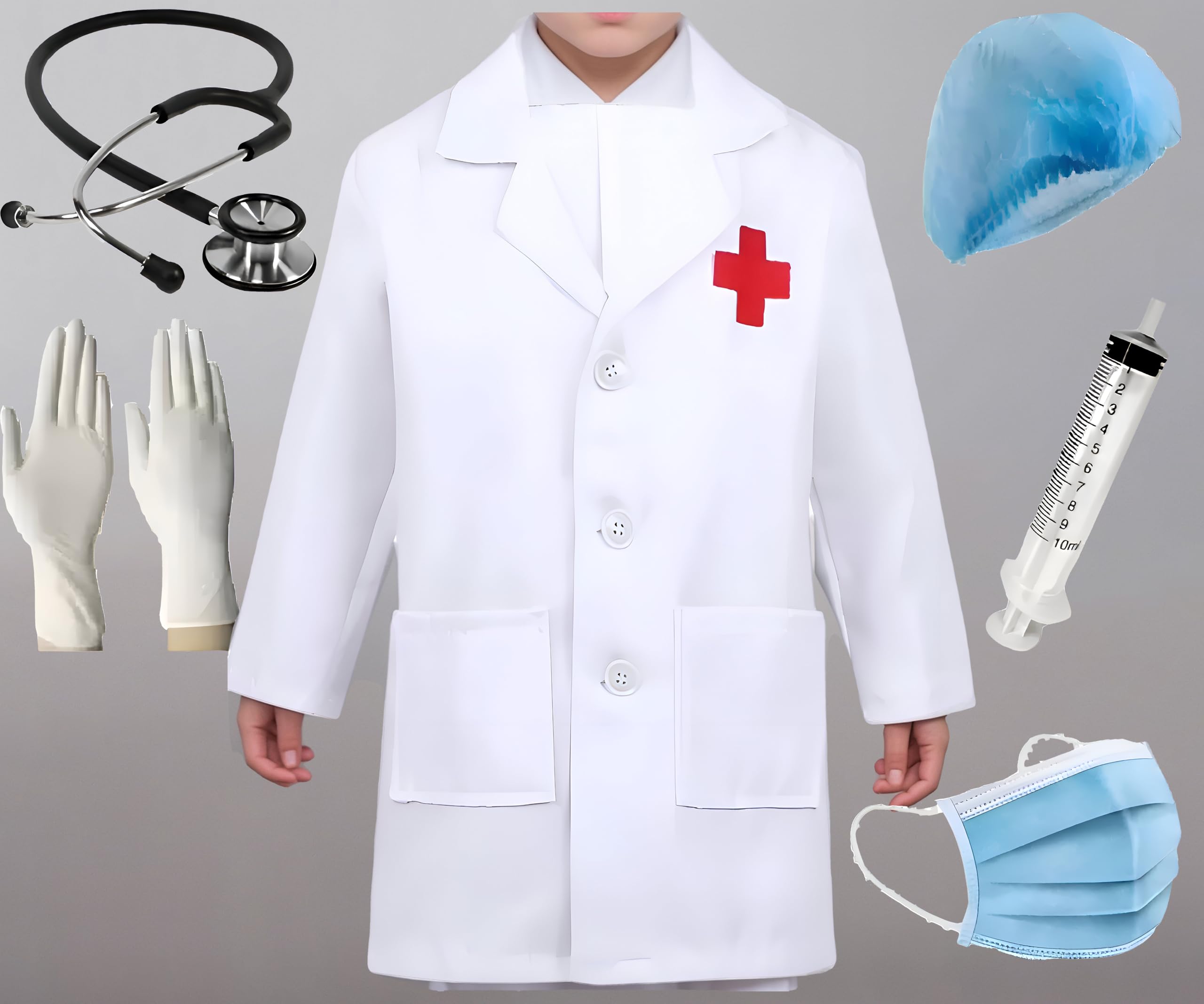 Fancy Steps Doctor coat dress for boys and Girls with Mask, Stethoscope, Gloves, cape and Syringe for Fancy dress competition community helper costume (11-12 Years) (B0DFW64JJK) Amazon Price History, Amazon Price Tracker